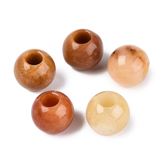 Природного нефрита бисером, гладкая рондель, бусины с большим отверстием