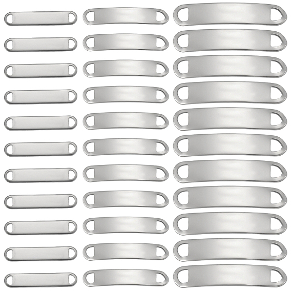 60 шт. 3 стили 201 звенья/соединители из нержавеющей стали, закругленный прямоугольник, штамповка пустой метки, не тускнеет