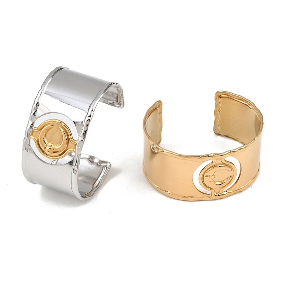 Луна 304 браслеты-манжеты из нержавеющей стали, широкие браслеты для женщин