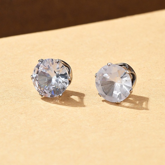 Серьги-клипсы с фианитами, магнитные серьги из нержавеющей стали без проколов, цвет нержавеющей стали, алмаз