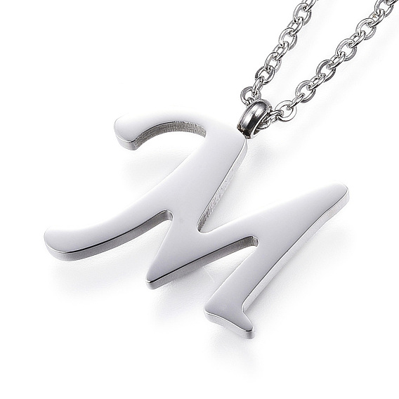 304 колье из нержавеющей стали, Буква М, с кабельными цепями и застежкой омара