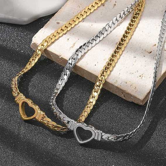 304 ожерелья из кубинской цепочки в форме сердца из нержавеющей стали для женщин