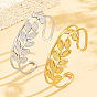 304 Stainless Steel Hollow Leaf Open Cuff Bangles for Women