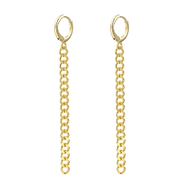 Brass Huggie Hoop Earrings, Curb Chain Tassel Earrings