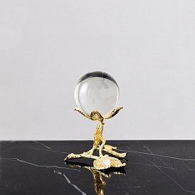 Resin Crystal Ball, with Metal Leaf Stand Holder
