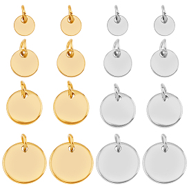 48шт 8 стили 304 подвески из нержавеющей стали, с прыжковых колец, штамповка заготовок тегов, плоско-круглые