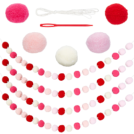 Guirnalda de bolas de fieltro de lana pompones de colores, Para fiestas de cumpleaños, festivales, decoraciones de habitaciones.