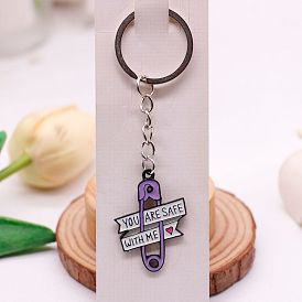 You Are Safe With Me Safety Pin Keychain, Alloy Enamel Pendant Keychain