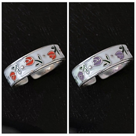 Кольцо-манжета из латуни с цветком тюльпана для женщин