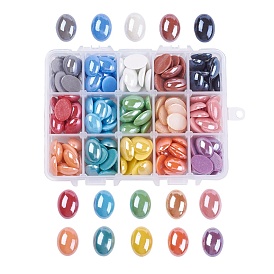 15 couleurs cabochons en porcelaine faits à la main, ovale
