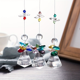 Angle Glass Hanging Ornaments, Colorful Octagonal Bead Suncatchers for Outdoor Garden Decorations