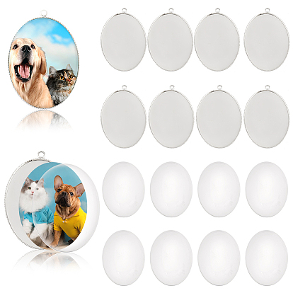 Набор для самостоятельного изготовления овальной пустой купольной подвески, включая латунные подвески, Кабошоны из стекла