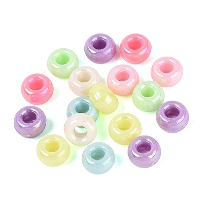 Opaque Plastic Beads, Rondelle, AB Color Plated