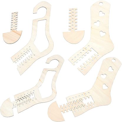 2 Sets 2 Style DIY Wooden Heart Hollow Handmade Hand Knitting Socks Model Board