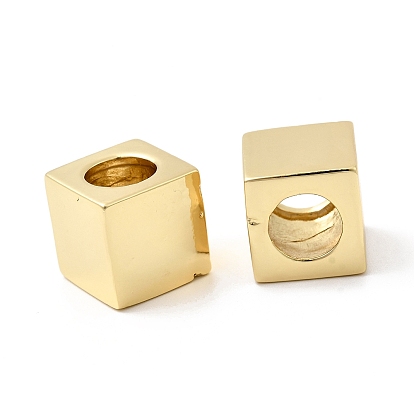 Латунные бусины, куб большие бусины отверстие, без кадмия и без свинца, стойки покрытие, долговечный