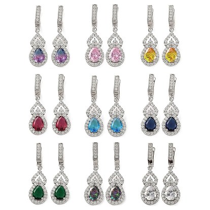 Серьги-кольца из латуни с микропаве и кубическим цирконием в форме тыквы, платина