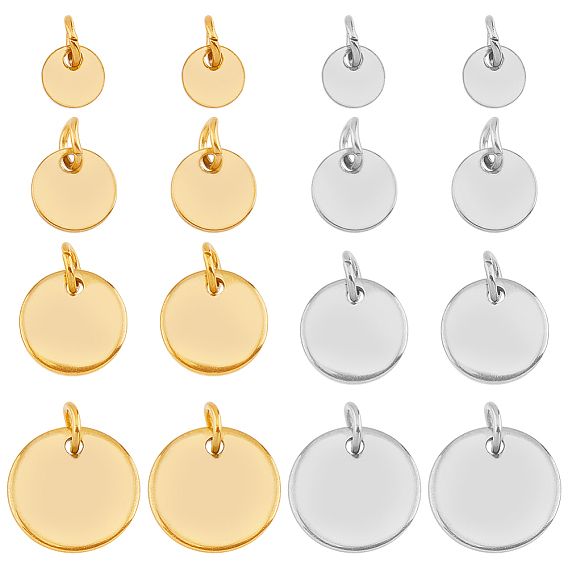 48шт 8 стили 304 подвески из нержавеющей стали, с прыжковых колец, штамповка заготовок тегов, плоско-круглые