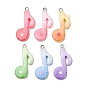 Opaque Resin Pendants, with Platinum Iron Findings, Musical Note Charms