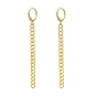 Brass Huggie Hoop Earrings, Curb Chain Tassel Earrings