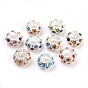 Alloy European Beads, with Rhinestone Beads, Silver Metal Color, Rondelle, 11x5.5mm, Hole: 5mm