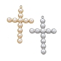 304 подвески из нержавеющей стали, крест прелести, с пластмассовой жемчужиной abs
