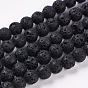 Natural Lava Rock Beads Strands, Round, Black