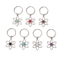 7шт. брелки из натуральных драгоценных камней, с разъемными кольцами для ключей из сплава и железа, цветок