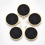 Smooth Surface Spray Painted Alloy Pendants, Flat Round, Matte Gold Color