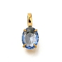 Ion Plating(IP) 304 Stainless Steel Rhinestone Pendants, Oval Charms, Real 14K Gold Plated