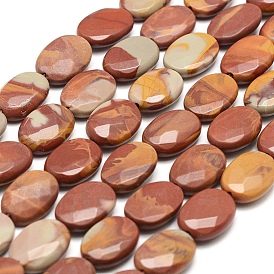 Естественной яшмы бисер нитей, граненые, овальные