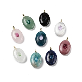 Подвески из натуральных драгоценных камней и кубического циркония, овальные подвески с латунными петлями, золотые