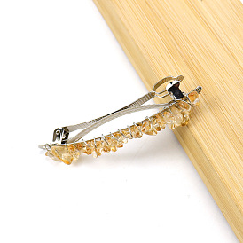 Alloy Hair Barrettes, with Synthetic Quartz Crystal/Yellow Quartz, Hair Accessories for Women & Girls