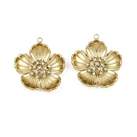 304 из нержавеющей стали горный хрусталь подвески, цветок, ионное покрытие (ip), ручная полировка