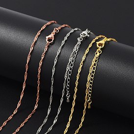 Латунные цепочки сингапур ожерелья для женщин, 304 из нержавеющей стали застежкой омар, стойки покрытие, без свинца и без кадмия, долговечный