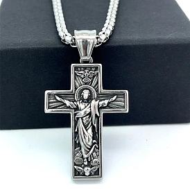 Винтажные греческие 316l ожерелья с подвеской в виде креста Иисуса из хирургической нержавеющей стали для женщин и мужчин