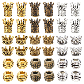 Alloy European Beads, Large Hole Beads, Crown & Rondelle