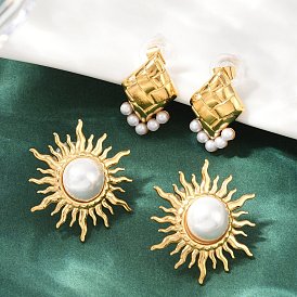 304 серьги-гвоздики из пластика и нержавеющей стали с имитацией жемчуга, реальный 18 k позолоченный