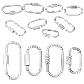 8 шт. 4 стили 304 подвески-замки с винтовым карабином из нержавеющей стали, для изготовления ожерелий, овальные
