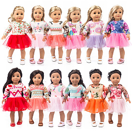 Кукольное платье из хлопка с цветочным узором, наряды для кукол, подходит для американских 18 дюймовых кукол