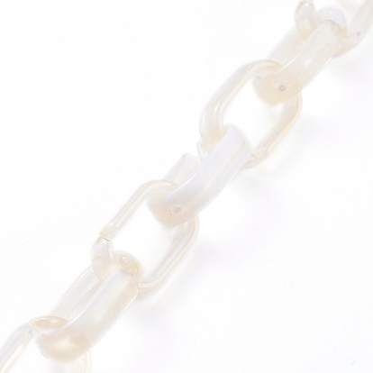 Handmade Acrylic Cable Chains, Imitation Gemstone Style, Flat Oval