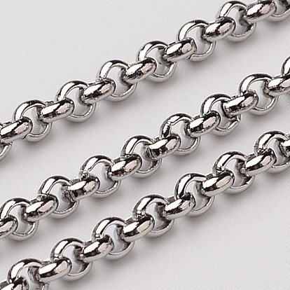 304 Stainless Steel Rolo Chains, Belcher Chain, Unwelded, 2.5mm