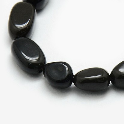 Natural Obsidian Nuggets Beads Strands, Tumbled Stone, 8~12x8~12mm, Hole: 1mm, about 34~36pcs/strand, 15.5 inch