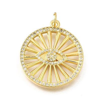 Латунные микро проложить кубического циркония подвески, плоский круглый с оберегами от сглаза, стойки покрытие, прочное покрытие, без кадмия и без свинца, с целью перехода в кольце