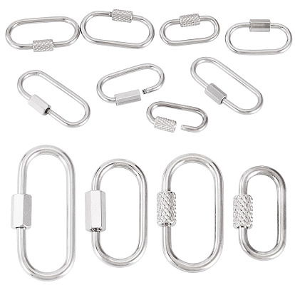 8 шт. 4 стили 304 подвески-замки с винтовым карабином из нержавеющей стали, для изготовления ожерелий, овальные