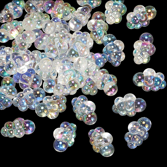 40прозрачные акриловые бусины с УФ-покрытием, УФ реактивный радужный, облако