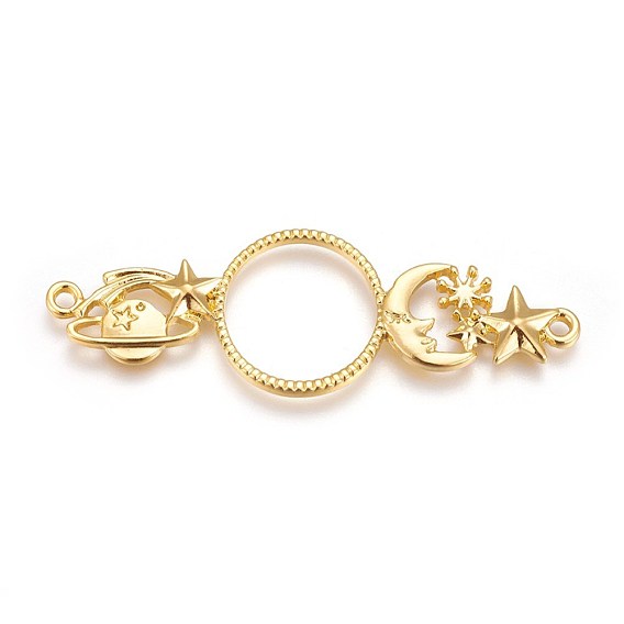 Zinc Alloy Links, Wicca Jewelry, Open Back Bezel, For DIY UV Resin, Epoxy Resin, Pressed Flower Jewelry, Universe/Moon, Star