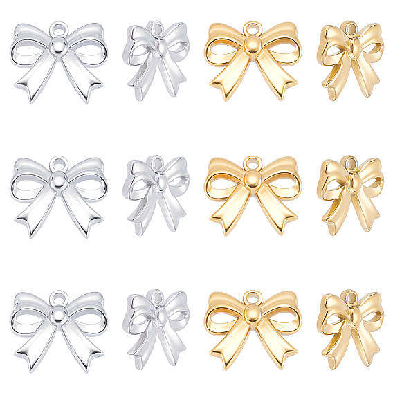 12 шт 2 цвета 304 подвески из нержавеющей стали, очарование бантом
