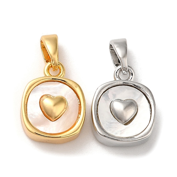 Квадратные подвески из латуни из ракушек, с кнопкой на поруки