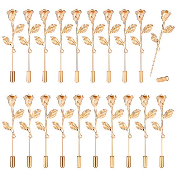 20 pièces d'épingles à broche en alliage de zinc, fleur rose