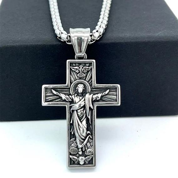 Винтажные греческие 316l ожерелья с подвеской в виде креста Иисуса из хирургической нержавеющей стали для женщин и мужчин